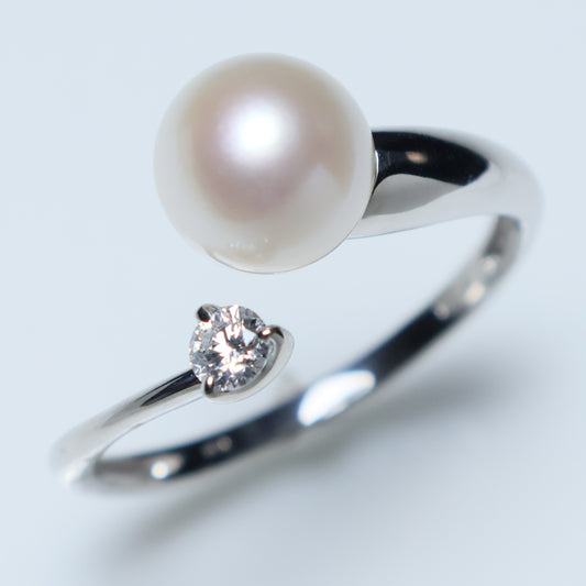 アコヤ真珠とラボグロウンダイヤモンドのご褒美ジュエリー【リング】