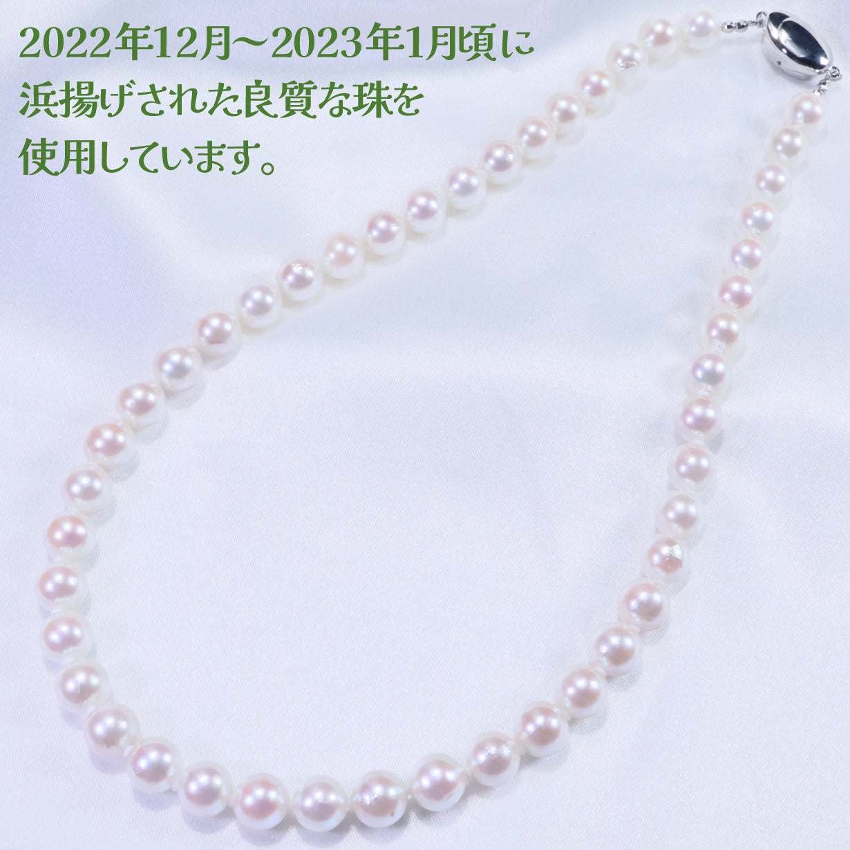 約8-8.5mm珠アコヤ真珠ネックレスセット（2022年12月～2023年1月頃に浜揚げされた珠を使用）